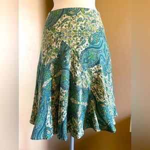 Stunning vintage Worthington silk turquoise patterned skirt